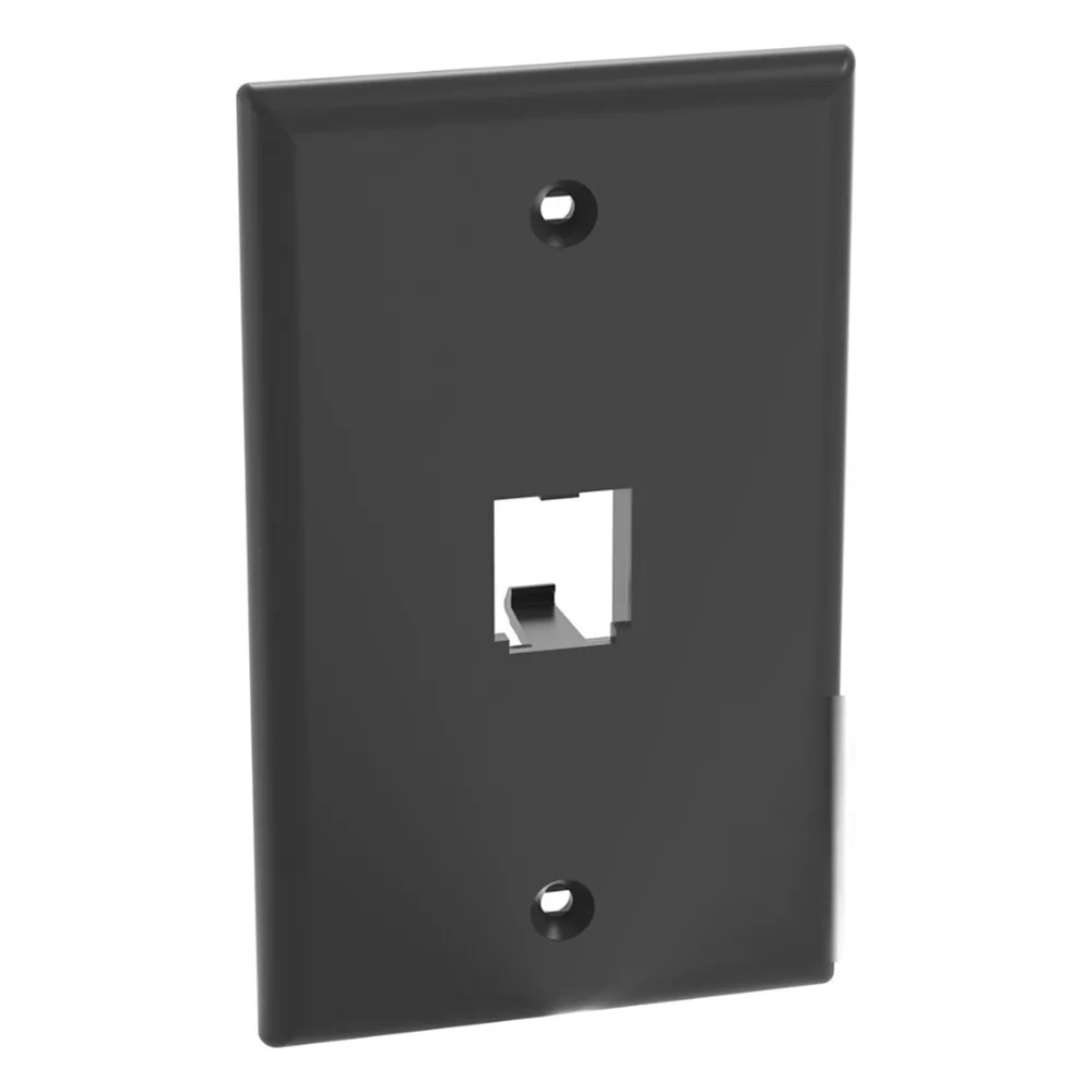 Placa de Pared Vertical Clásica, Salida Para 1 Puerto Mini-Com, Color Negro – vista 2