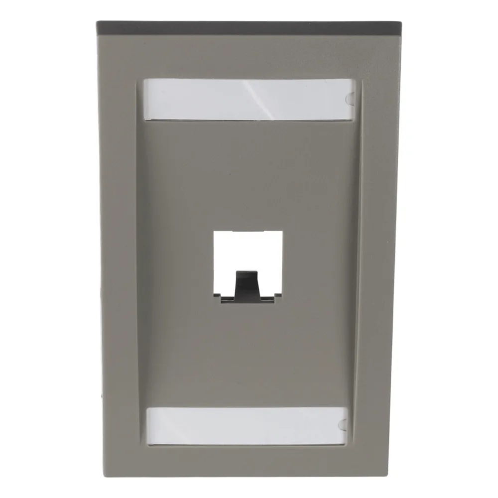 Placa de Pared Vertical Ejecutiva, Salida Para 1 Puerto Mini-Com, Con Espacios Para Etiquetas, Color Gris