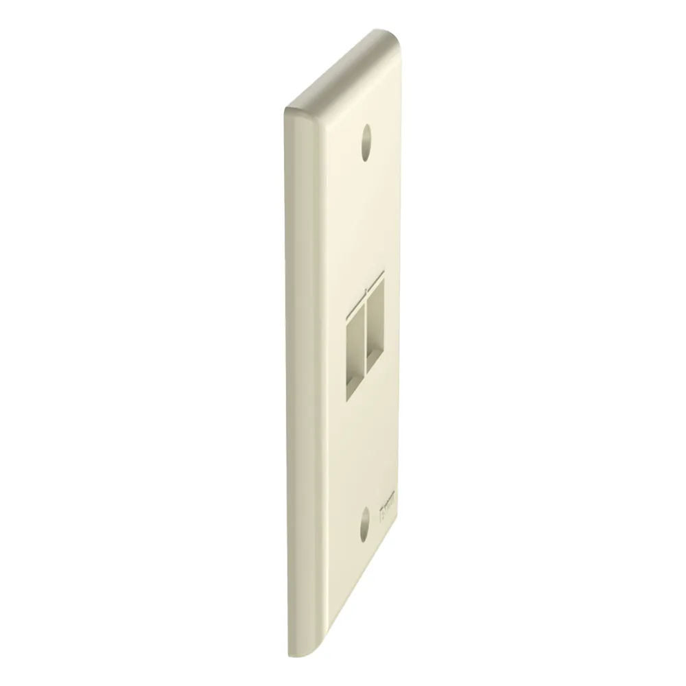 Placa de Pared Vertical, Salida Para 2 Puertos Keystone, Color Marfil – vista 3