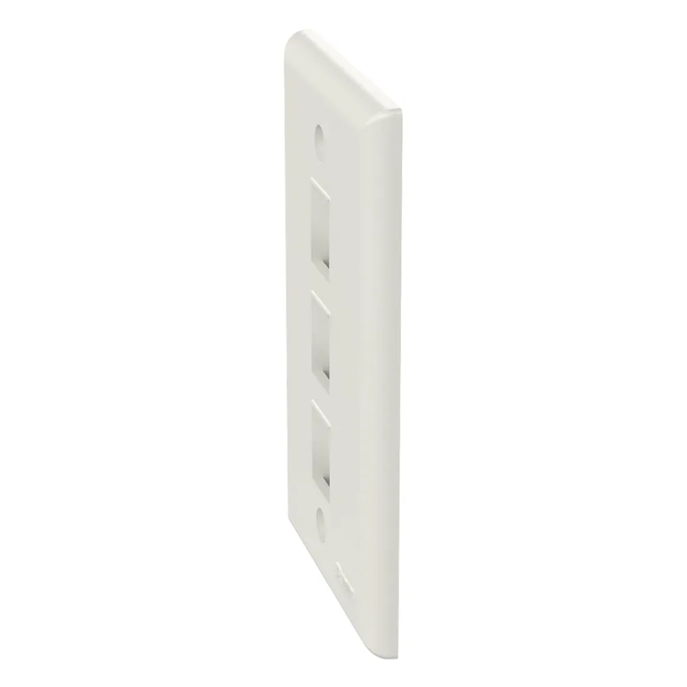 Placa de Pared Vertical, Salida Para 3 Puertos Keystone, Color Blanco Mate – vista 2