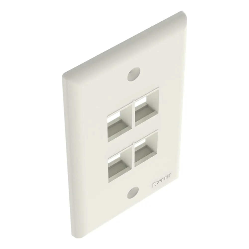 Placa de Pared Vertical, Salida Para 4 Puertos Keystone, Color Blanco Mate – vista 4