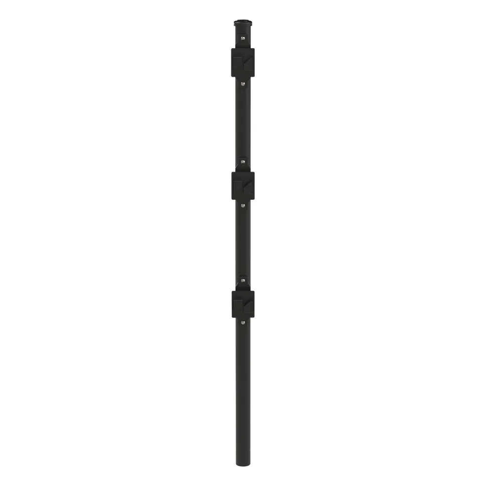 Poste de Paso Negro de 0.75m para Cerca Electrificada. Tubo Galvanizado cal. 18 de 1"Diam. con Tapón y 3 Aisladores Instalados. – vista 2