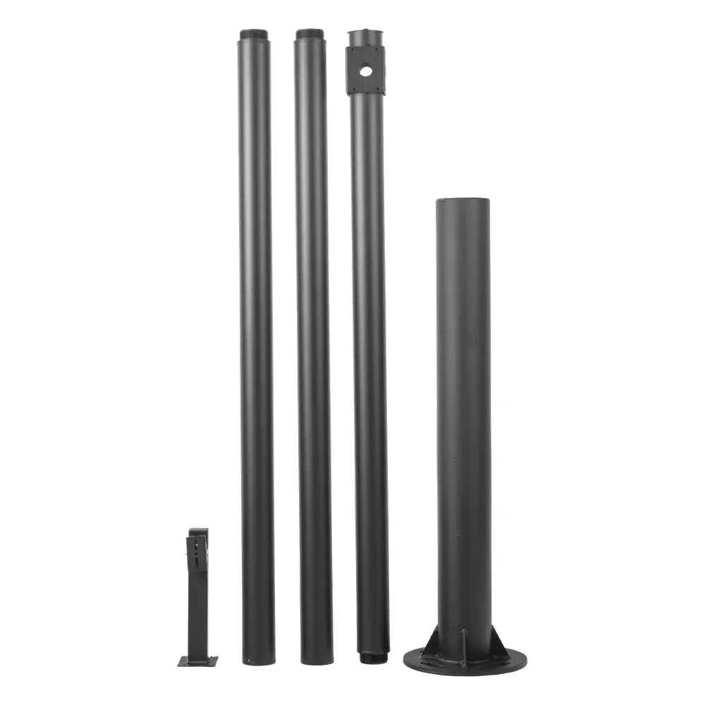 Poste Seccionado de 6 Metros / Especializado para la Instalación de Videovigilancia / Incluye Base de Cimentación y Brazo para Cámara PTZ / Color Negro