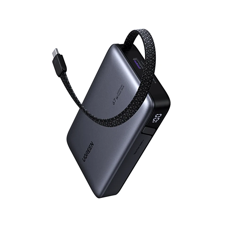 Power Bank 20000mAh / 67W USB-C con Cable Integrado / 1C1A / PD3.0 PPS QC4.0 / Batería 72Wh Li-ion 21700 / Carga Rápida 65W / PC+ABS V-0 – vista 2