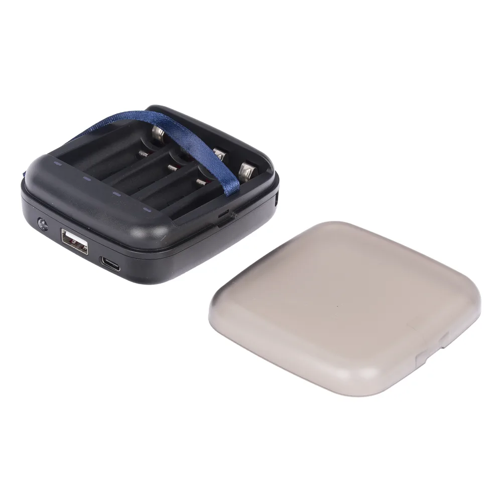 Power bank y Cargador para baterías 2 en 1,  carga individual y/o  simultánea hasta 4 baterías,  (AA y AAA, Ni-MH y Li-Ion) – vista 3