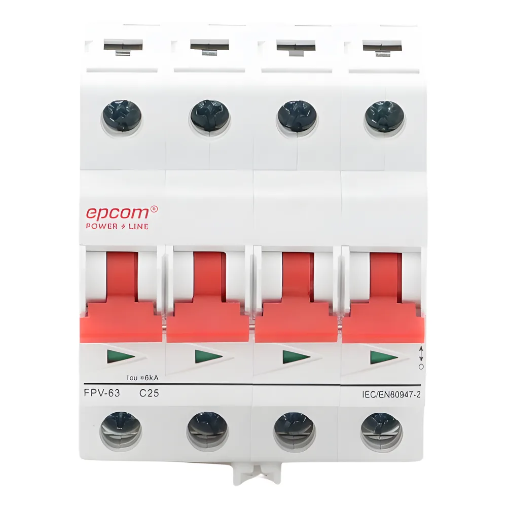Protección Térmica/ Interruptor 4P, 25A,  Corriente Directa  1000 Vcc para Aplicación Fotovoltaica Montaje Riel DIN
