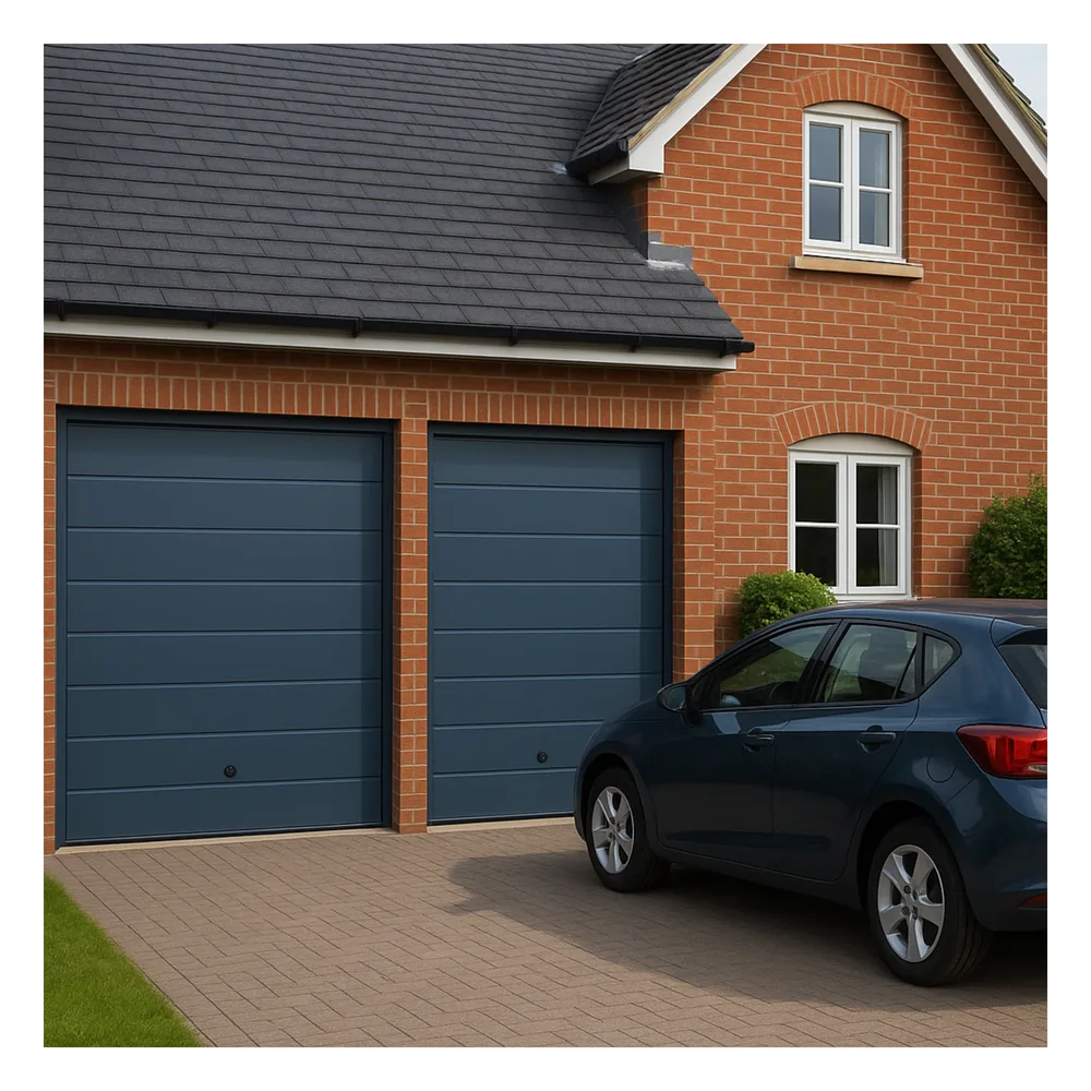 Puerta D / Garage D / Alta Calidad / Linea Central / Color GRIS /  acabdo DELUXE / 9X8 pies / AISLADA / Estilo Americana. – vista 2