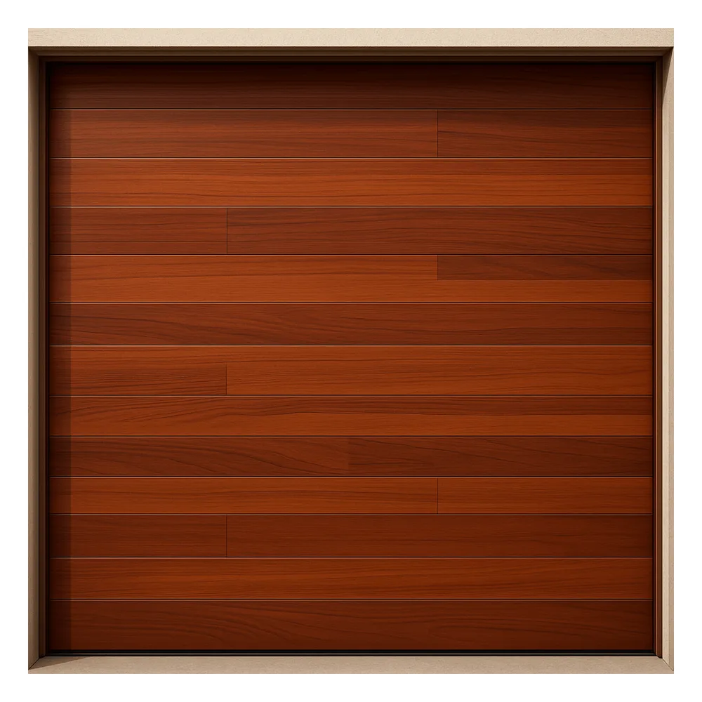 Puerta de Garage de Alta Calidad / Estilo Americano / Acabado Laminado PREMIUM / Color Madera Clara / 14x9 Pies.