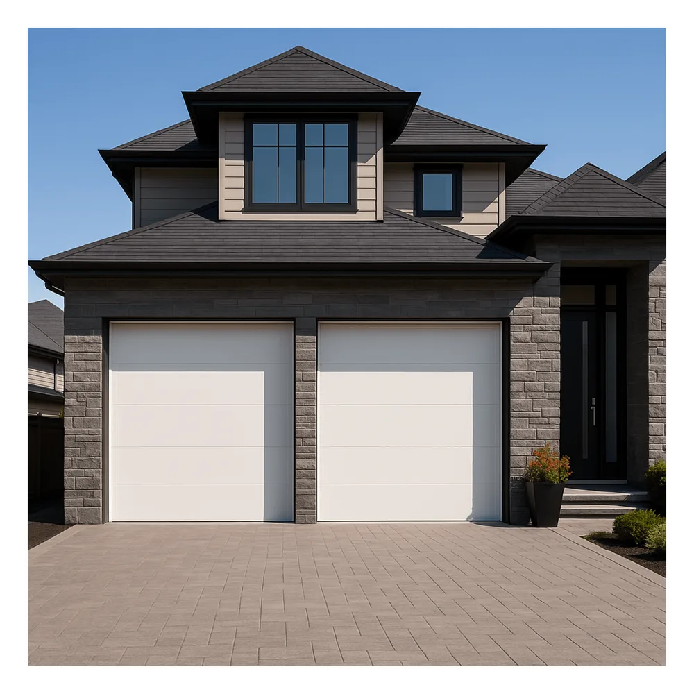 Puerta de Garage Seccional / 9×8 ft (2.74 × 2.44 m) / Panel Calibre 26 / Aislamiento Poliuretano 42 mm / 42 kg/m³ / Blanco / Estilo Americano – vista 2
