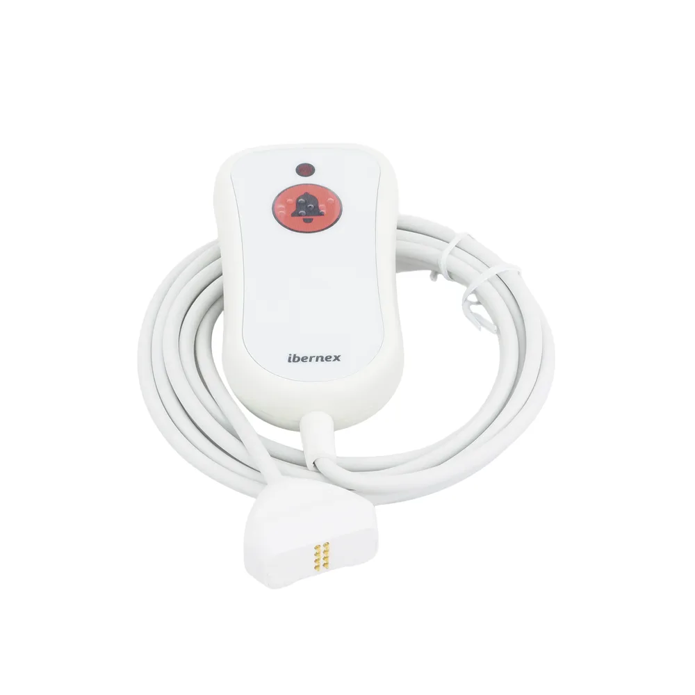 Pulsador de Cama Blanco Antibacteriano / Botón Rojo de Alarma 20mm / Conector Magnético / Protección IP67 / Cable 2m Resistente al Fuego / Libre de Halógenos / Braille 'SOS' – vista 3
