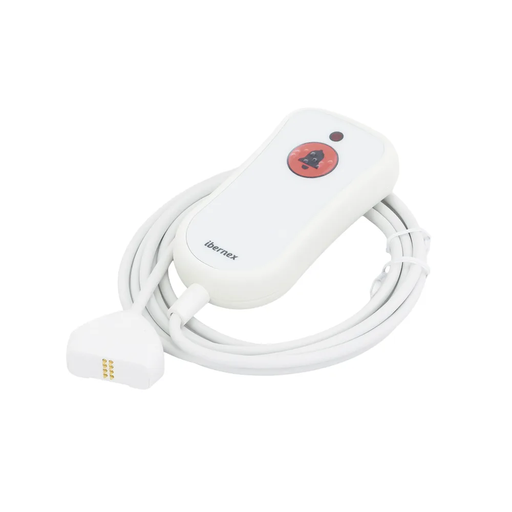 Pulsador de Cama Blanco Antibacteriano / Botón Rojo de Alarma 20mm / Conector Magnético / Protección IP67 / Cable 2m Resistente al Fuego / Libre de Halógenos / Braille 'SOS'
