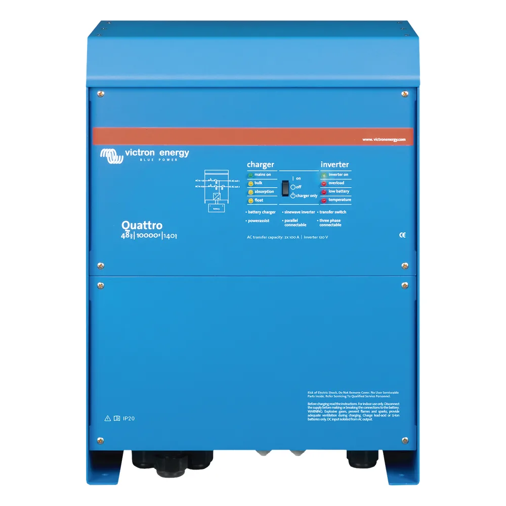 Quattro 48/10000/140-100/100 / Inversor Cargador de Onda Pura / Entrada 48 Vcc / Salida 8000 W 120 Vca 60 Hz