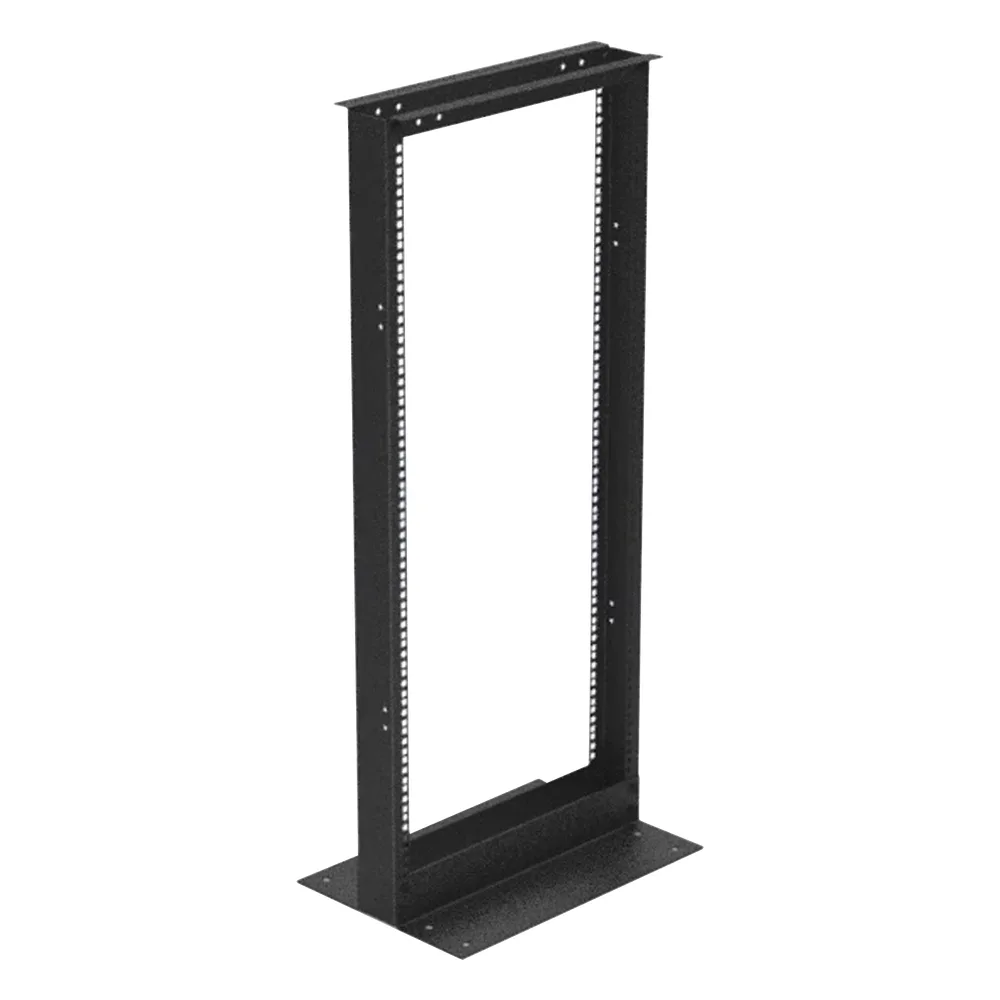 Rack de 2 Postes (Doble Perforación), Estándar 19", 24 Unidades, Fabricado en Acero, Base "L" para Anclar a Piso. – vista 2