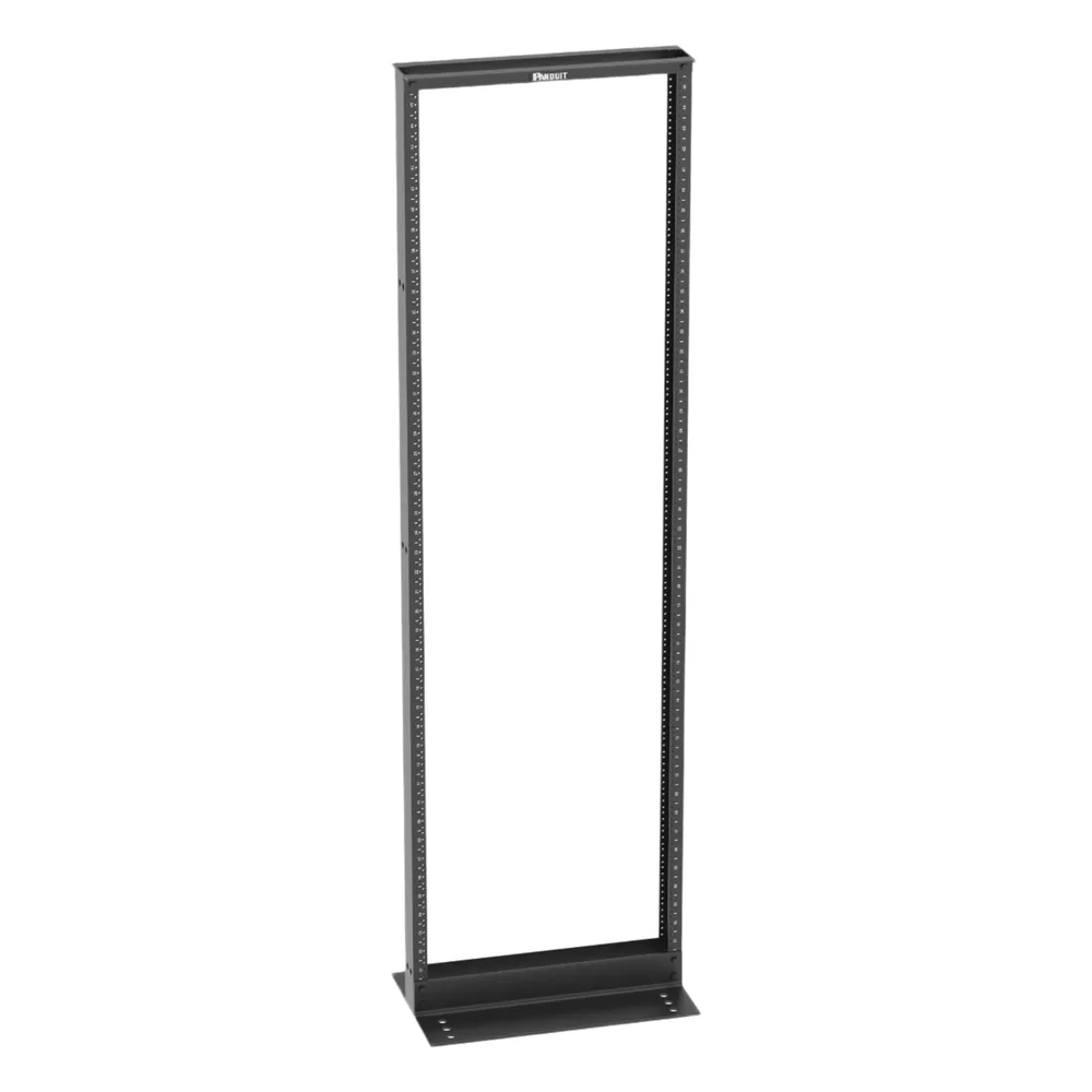 Rack de Dos Postes Estándar de 19 in, Rieles Numerados y Roscados #12-24, Fabricado en Acero, 45 Unidades de Rack, Color Negro