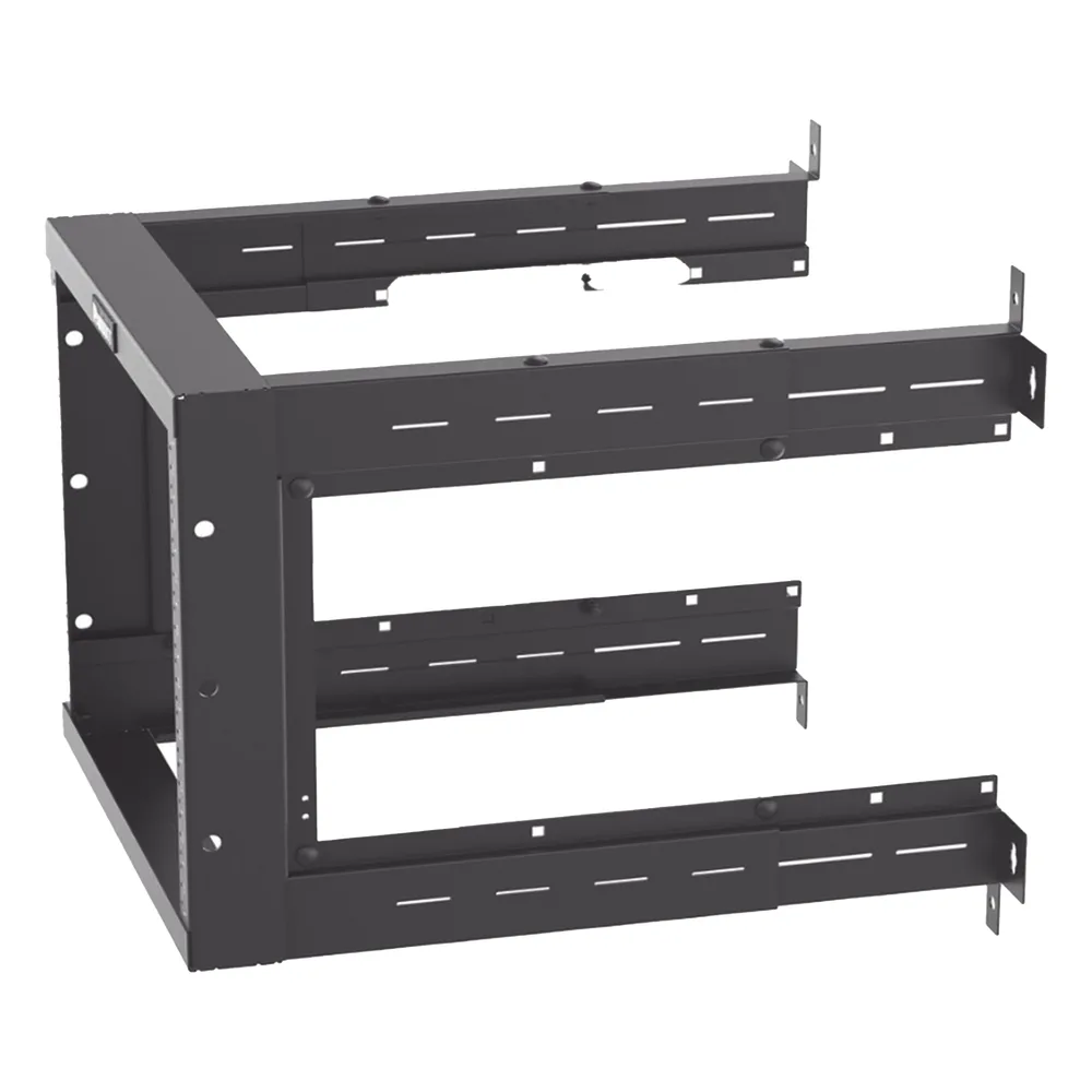 Rack PanZone® de Montaje en Pared, de 19in, Profundidad Ajustable, Rieles Numerados y Roscados #12-24, 9 UR, Color Negro – vista 3