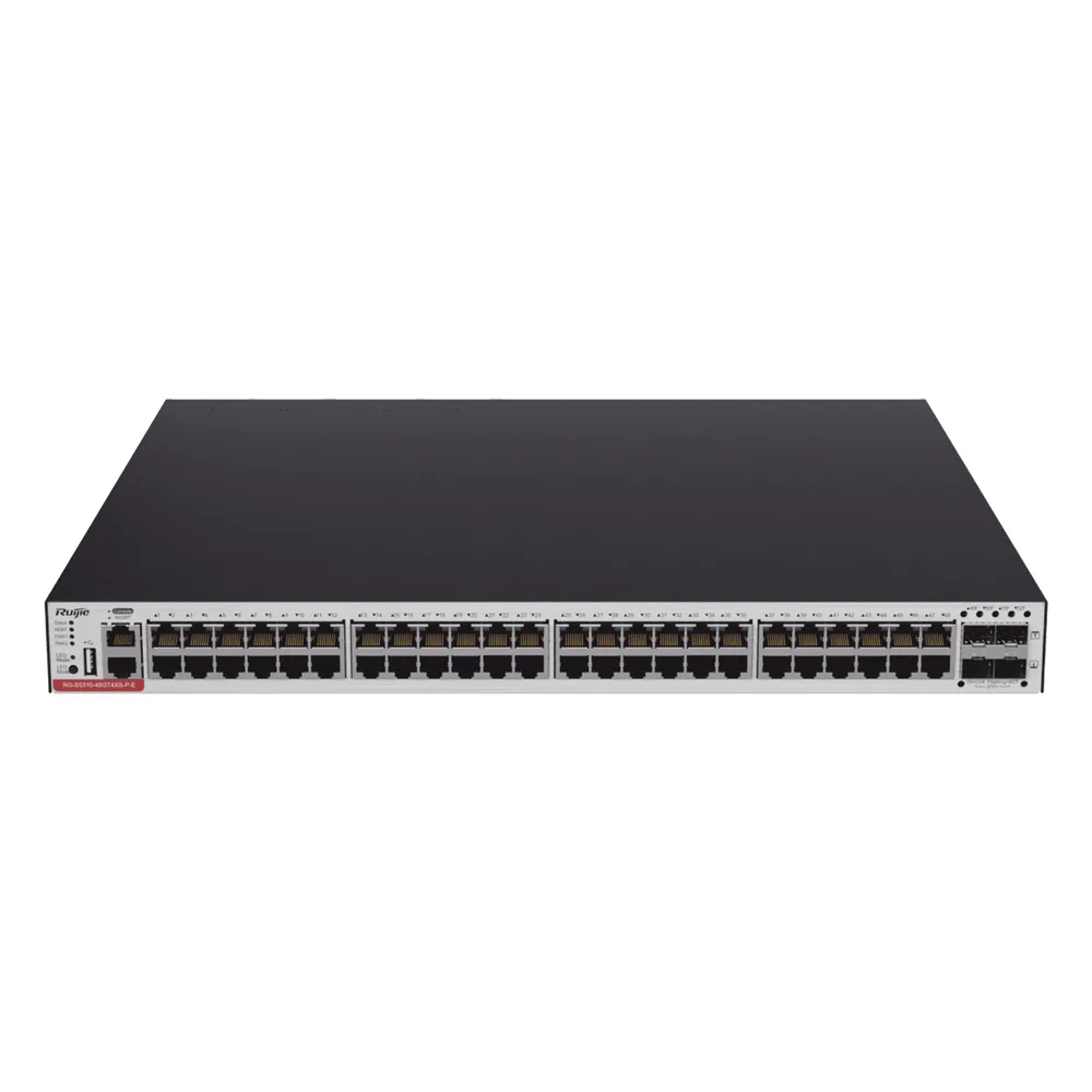 RG-CS83-48GT4XS-PD Switch Administrable Capa 3 PoE con 48 puertos Gigabit 802.3af/at + 4 SFP+ para fibra 10Gb, hasta 1,480 watts, gestión gratuita desde la nube.