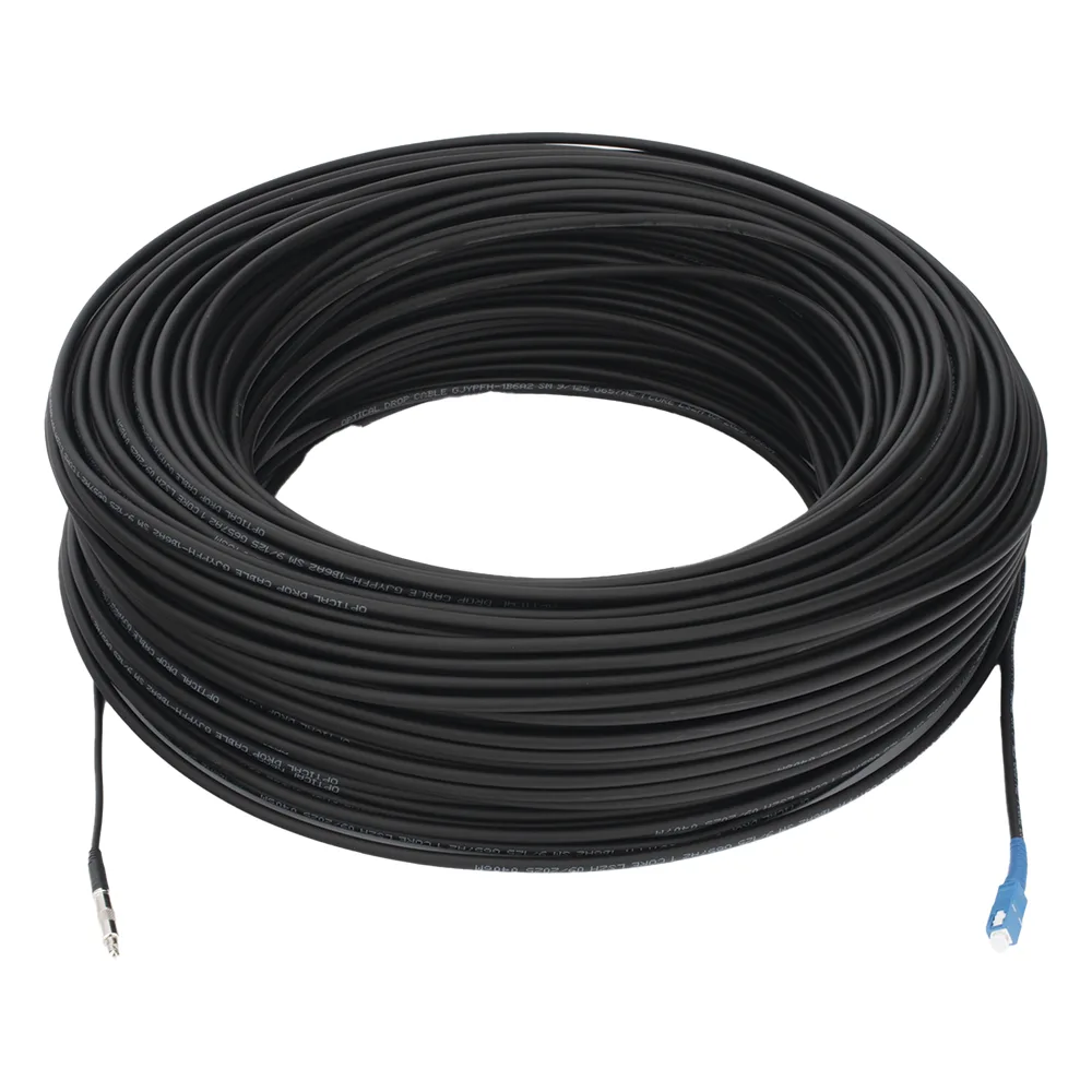Rollo de Fibra Óptica Drop Redonda G657A2 Monomodo Simplex de 150 Metros (492.13 Pies) con Conectores SC/UPC-SC/UPC para Instalaciones Aéreas, Subterráneas o a la Intemperie