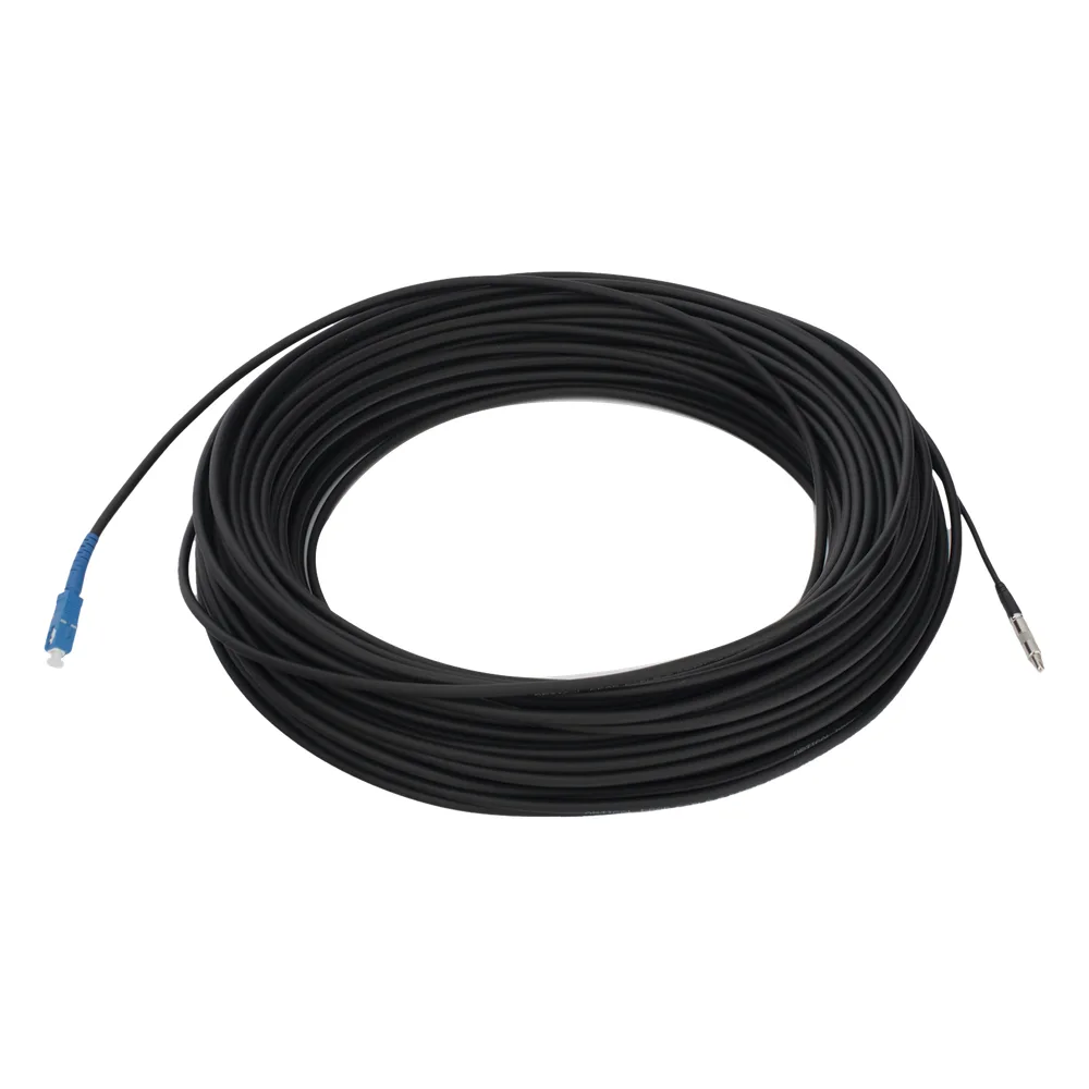 Rollo de Fibra Óptica Drop Redonda G657A2 Monomodo Simplex de 50 Metros (164 Pies) con Conectores SC/UPC-SC/UPC para Instalaciones Aéreas, Subterráneas o a la Intemperie