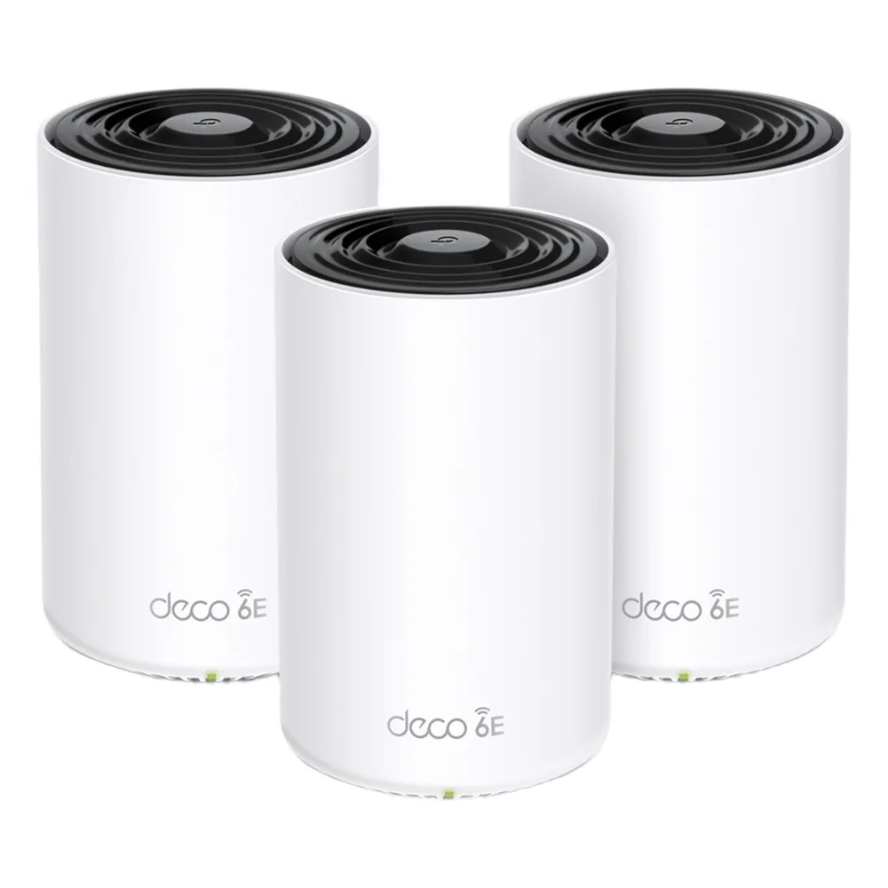 Router Inalámbrico MESH Interior para Hogar / Doble Banda Wi-Fi 6E AX5400 Mbps / 3 Puerto Gigabit WAN/LAN / 4 Antenas Internas / Administración Mediante la App Deco (iOS, Android) / Protección HomeShield