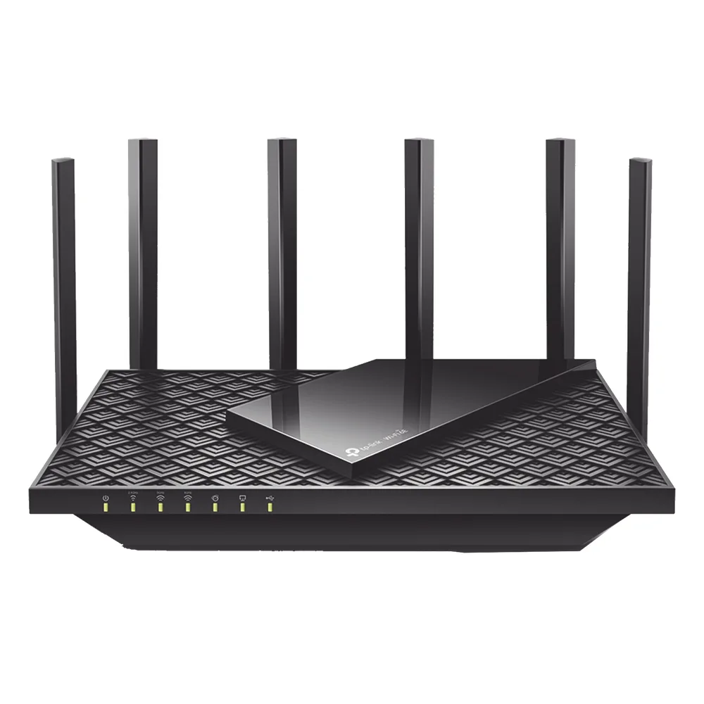 Router Tri-Band Wi-Fi 6E AX5400 / MIMO 2X2 / EasyMesh / 1 Puertos Gigabit WAN + 4 Puertos Gigabit LAN / OFDMA / Beamforming / WPA3 / Tether App / HomeShield