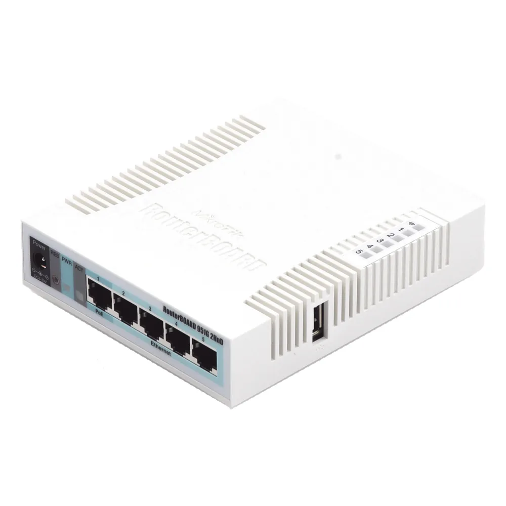 RouterBoard, 5 Puertos Gigabit Ethernet, 1 Puerto USB, WiFi 2.4 GHz 802.11b/g/n, Antena de 2.5 dbi hasta 1W de potencia – vista 2