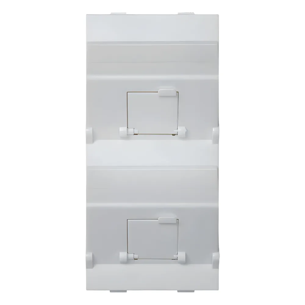 (S80BMD64/9) Placa Voz y Datos Inclinada con Guardapolvo y Adaptador Doble para RJ45 Keystone