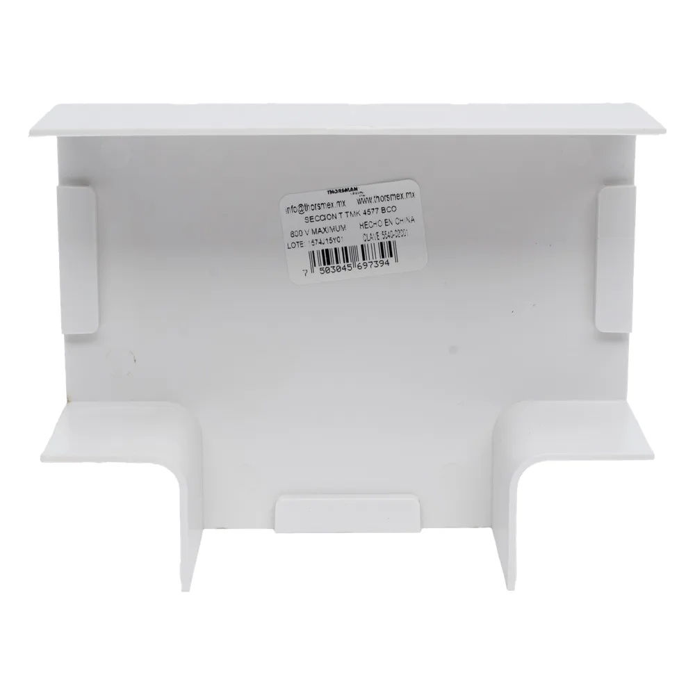 Sección en "T" Color Blanco de PVC Auto Extinguible, Para Canaleta TMK-4577 (5540-02001) – vista 2