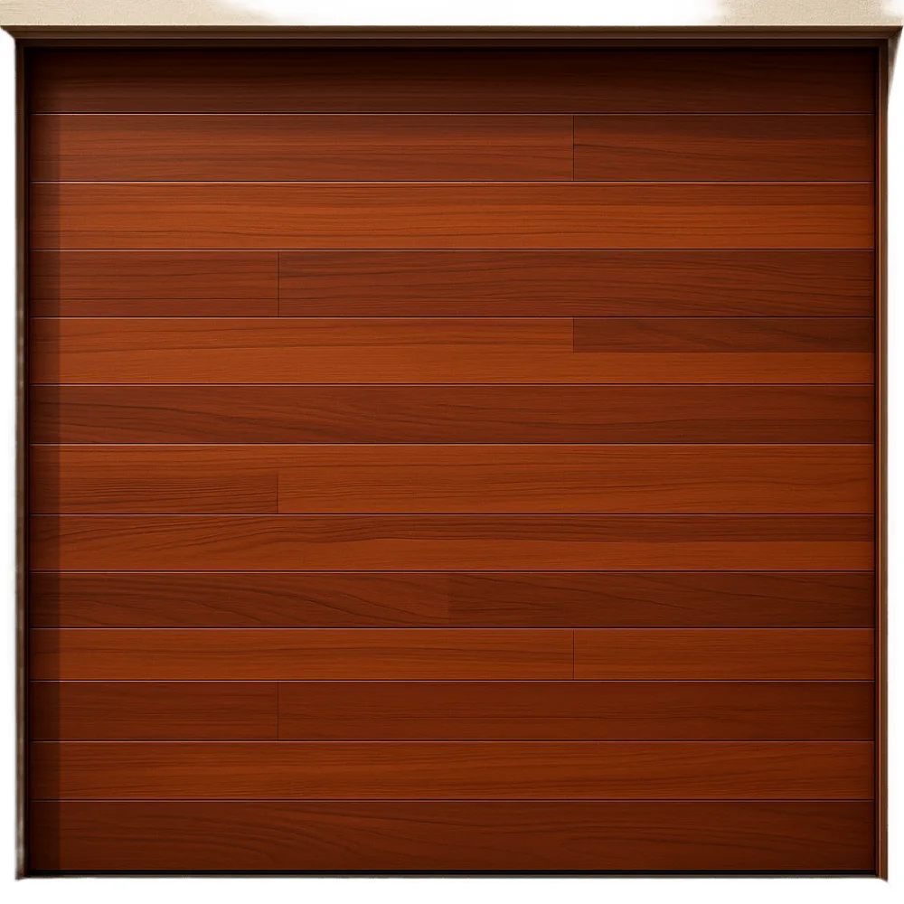 Seccion para puerta de Garage / Acabado laminado PREMIUM / Panel de 18" / Color Cafe / Imitacion Duela / 16 pies Ancho / Estilo Americana.