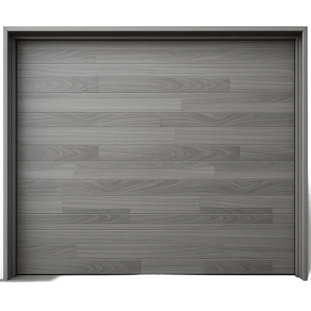 Seccion para puerta de Garage / Acabado laminado PREMIUM / Panel de 18" / Color gris / 8 pies Ancho / Estilo Americana.