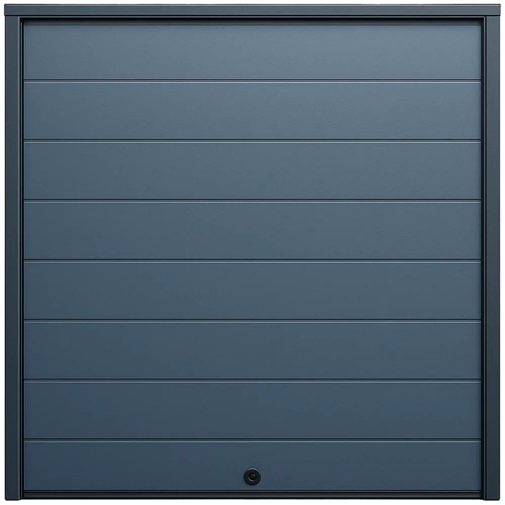 Seccion para puerta de Garage / Lisa / Linea Central / Panel de 18" / Color Gris / 18 pies Ancho / Estilo Americana.