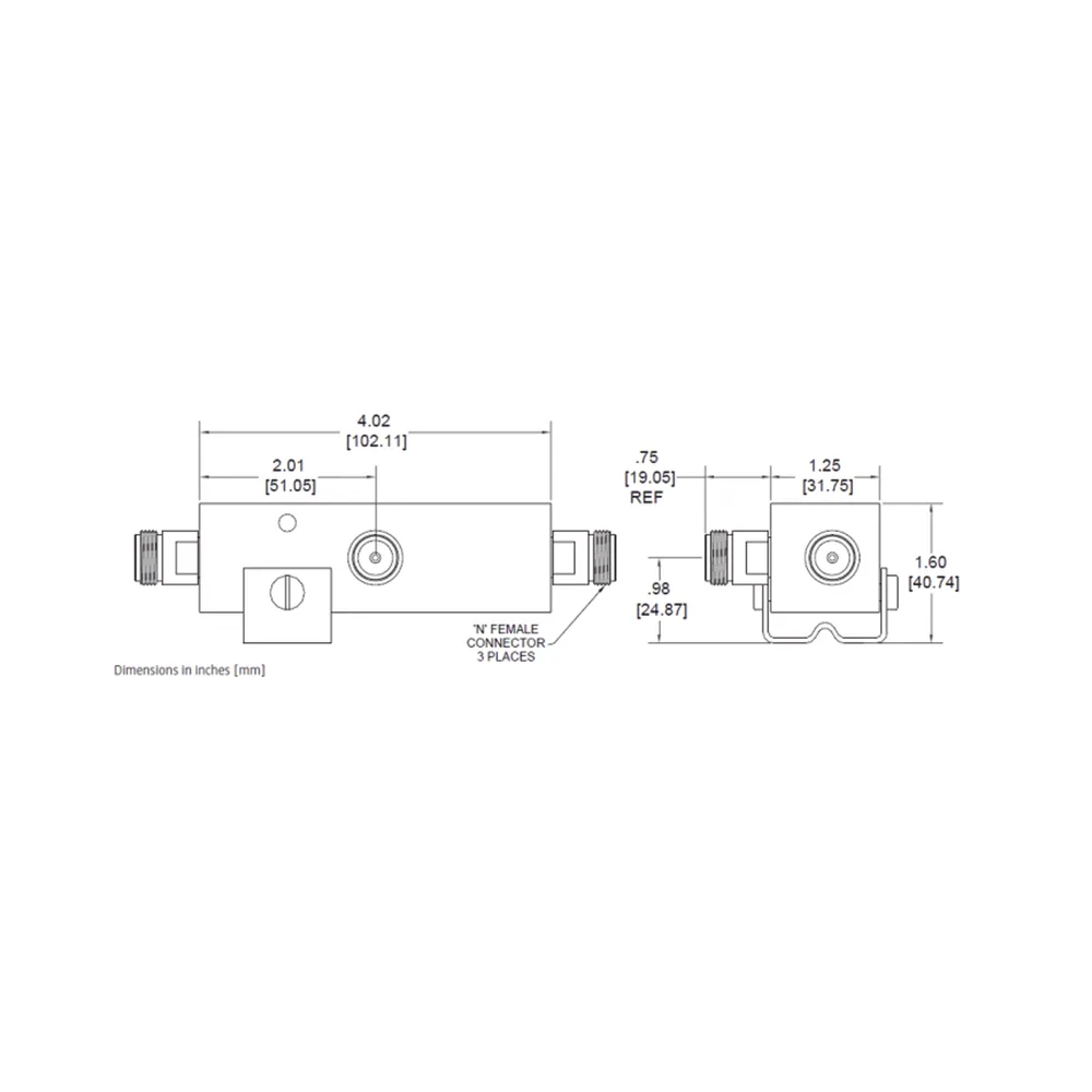 SEPARADOR 15dB (30:1) Tap 350-5930MHz 500W -161dBc TIPO N IP67 . – vista 2