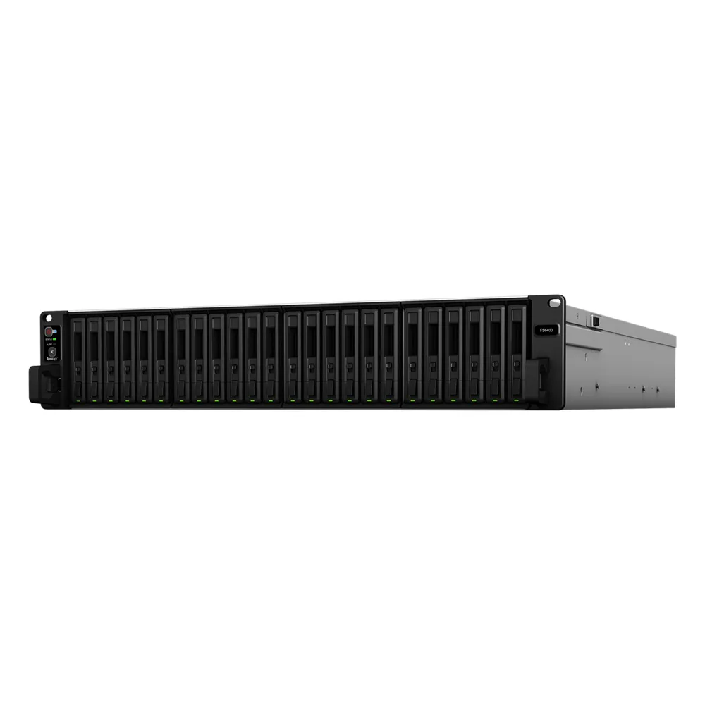Servidor All-Flash Synology FlashStation FS6400 | 24 Bahías SAS-SATA | Dual Intel Xeon Silver 4110 | 32GB DDR4 ECC RDIMM | 10GbE | Escalable hasta 72 Unidades.