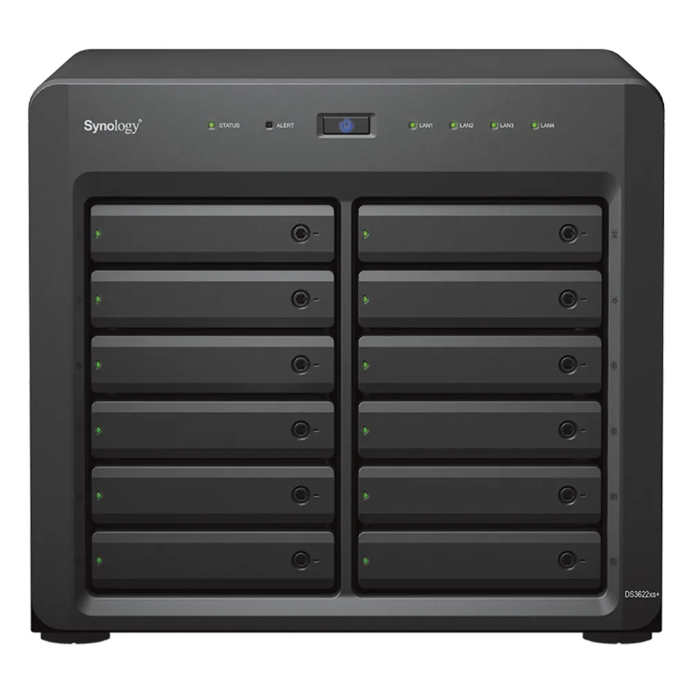 Servidor NAS Synology DiskStation DS3622xs+ | 12 Bahías | Intel Xeon 6 Núcleos | 16 GB DDR4 ECC | 10GbE RJ-45 | Expansión Hasta 36 Bahías | RAID F1, 0, 1, 5, 6, 10 | Caché NVMe SSD . – vista 2