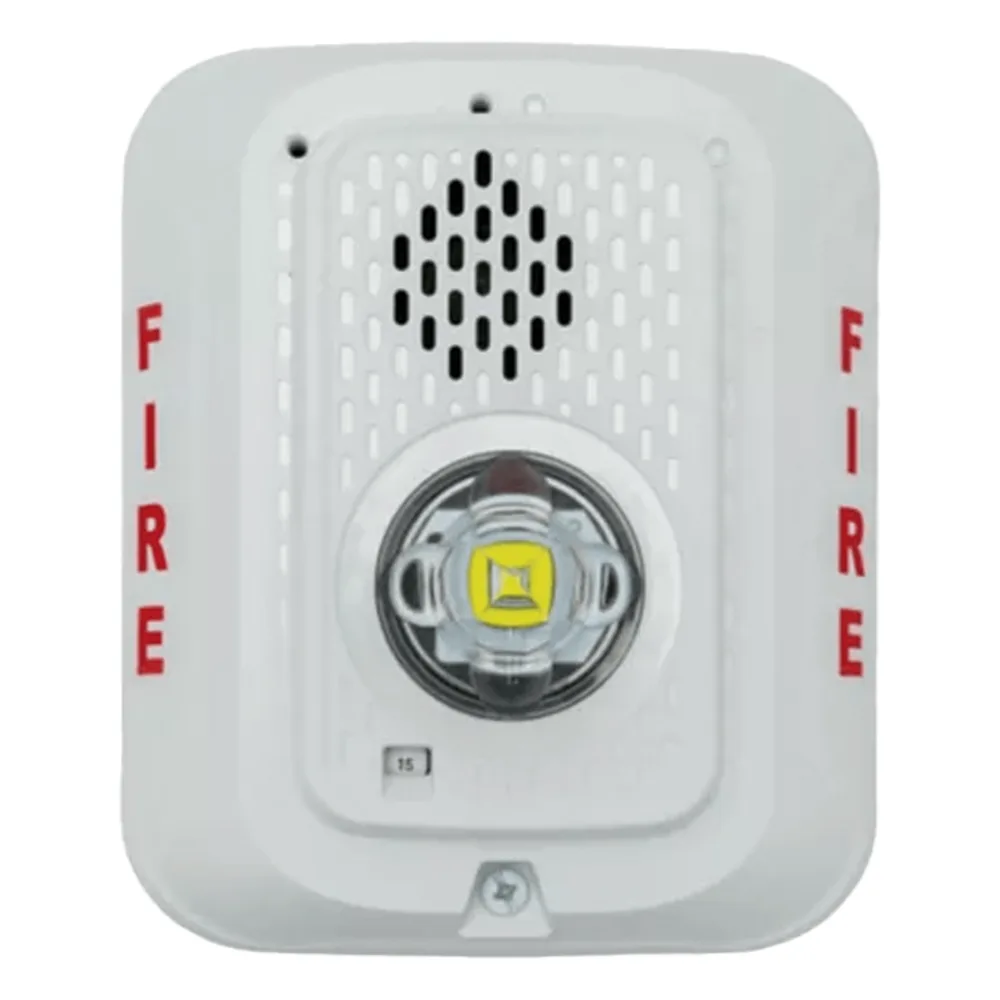 Sirena con lámpara estroboscópica LED de 2 hilos para pared, candela seleccionable, color blanco, compatible con SpectrAlert – vista 2