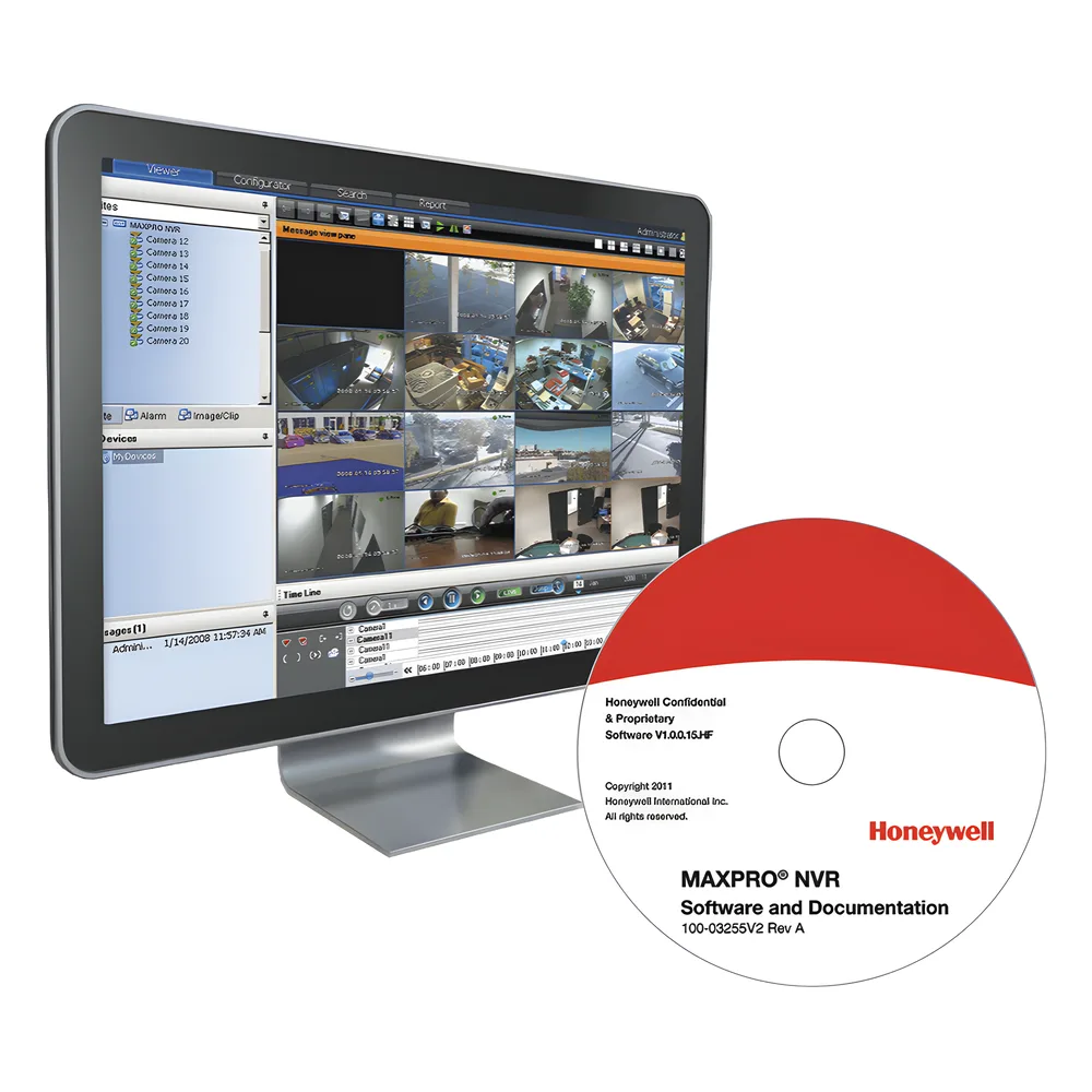 Software de grabación de video en red (NVR) con licencia base para 64 canales, compatible con cámaras IP Honeywell y de terceros