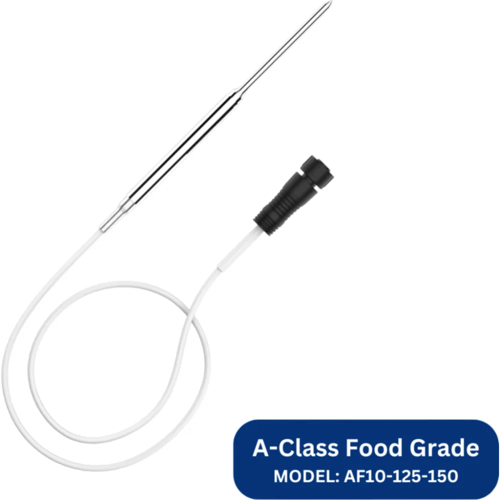 Sonda de Temperatura PT100 Clase B / Tubo Recto Acero Inoxidable 304 / Cable PVC 2 m (6.6 ft) / Rango -40 a 125 °C / Precisión ±0.5 °C / Compatible con TS301 y TS302
