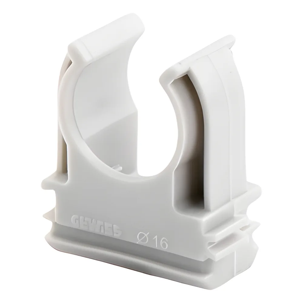 Soporte de presión (Abrazadera), PVC Auto-extinguible, abierto para tubería de 16 mm – vista 2