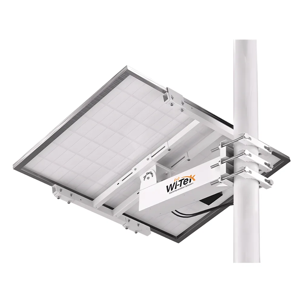 Soporte/Montaje para Panel Solar WI-BRKP133 para Postes / Estructura Galvanizada SGCC 2 mm / Ajuste Ángulo 0-75° / Compatible Postes Redondos 76-133 mm y Cuadrados 50-130 mm / Paneles hasta 900 mm Ancho y 35 mm Grosor / Resistente Corrosivo
