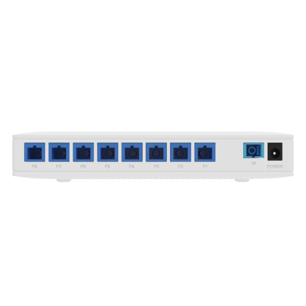 Splitter Activo 1x8 para Alimentación de 8 Dispositivos POF, puertos SC/UPC – vista 2
