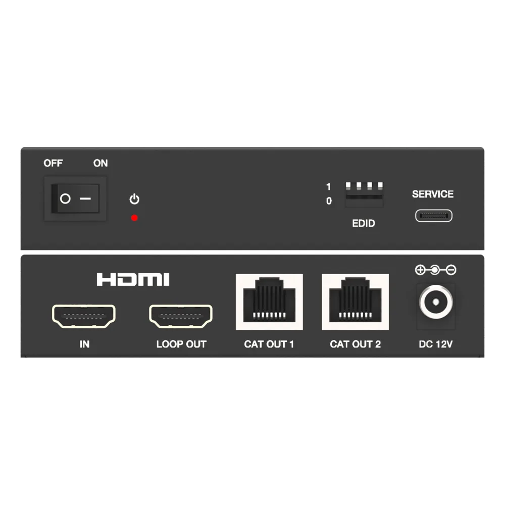 Splitter HDMI 1x2 | 4K@60Hz a 60m | 4K@30Hz a 70m | Cable Cat6 | EDID | HDCP 2.2 | Salida Loop – vista 3