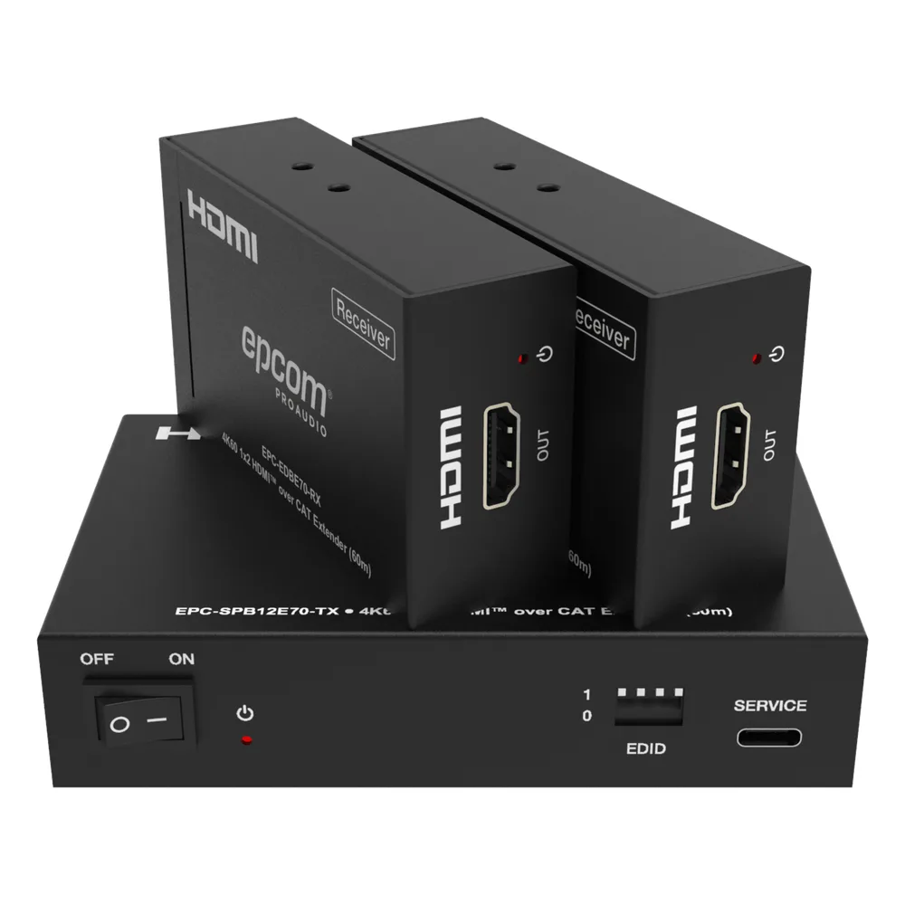 Splitter HDMI 1x2 | 4K@60Hz a 60m | 4K@30Hz a 70m | Cable Cat6 | EDID | HDCP 2.2 | Salida Loop