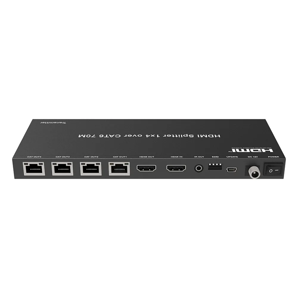 Splitter HDMI 1x4 | Extensor HDMI | 4K@30Hz 40m | 1080p@60Hz 70m | Función PoC |  4:4:4 – vista 3
