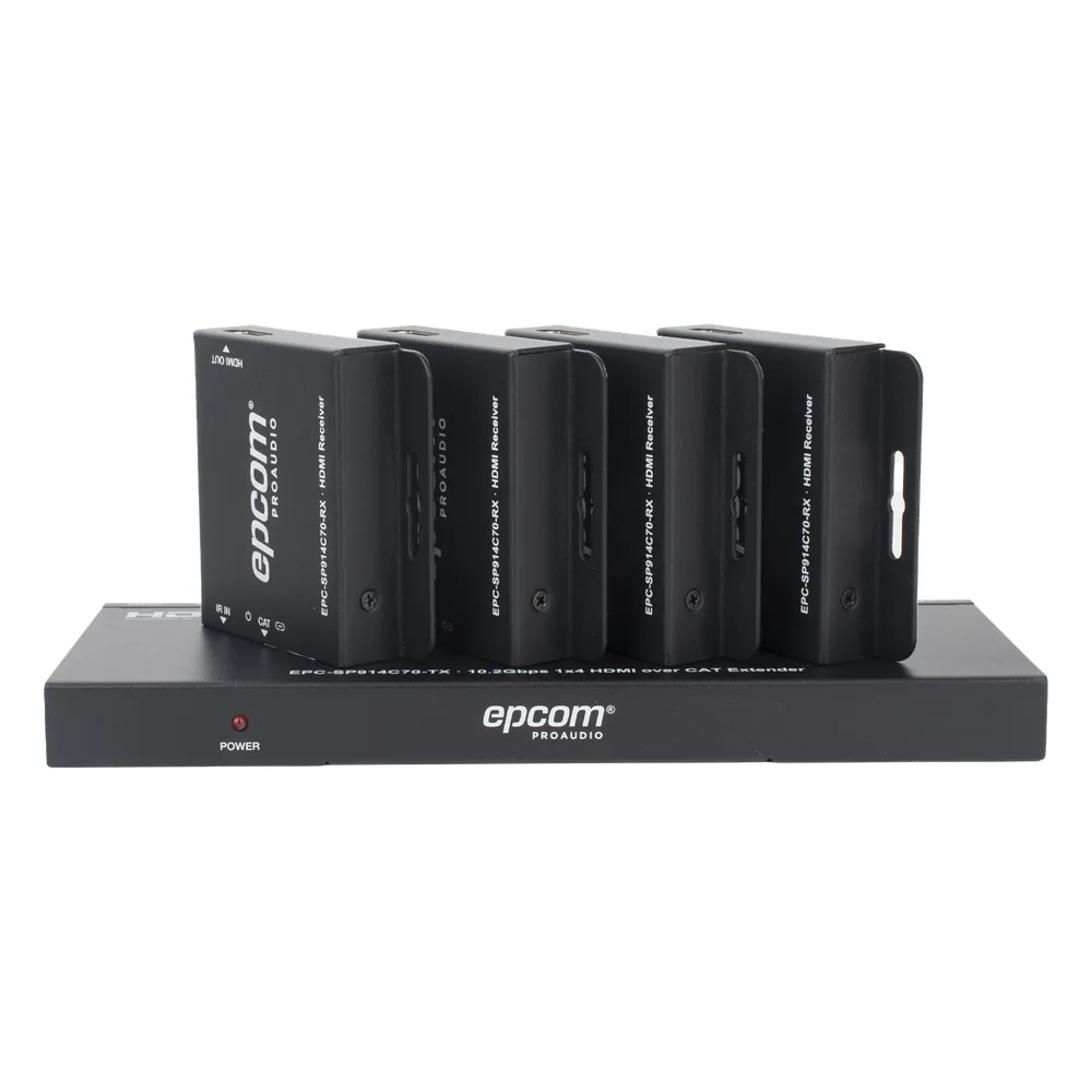 Splitter HDMI 1x4 | Extensor HDMI | 4K@30Hz 40m | 1080p@60Hz 70m | Función PoC |  4:4:4 – vista 4