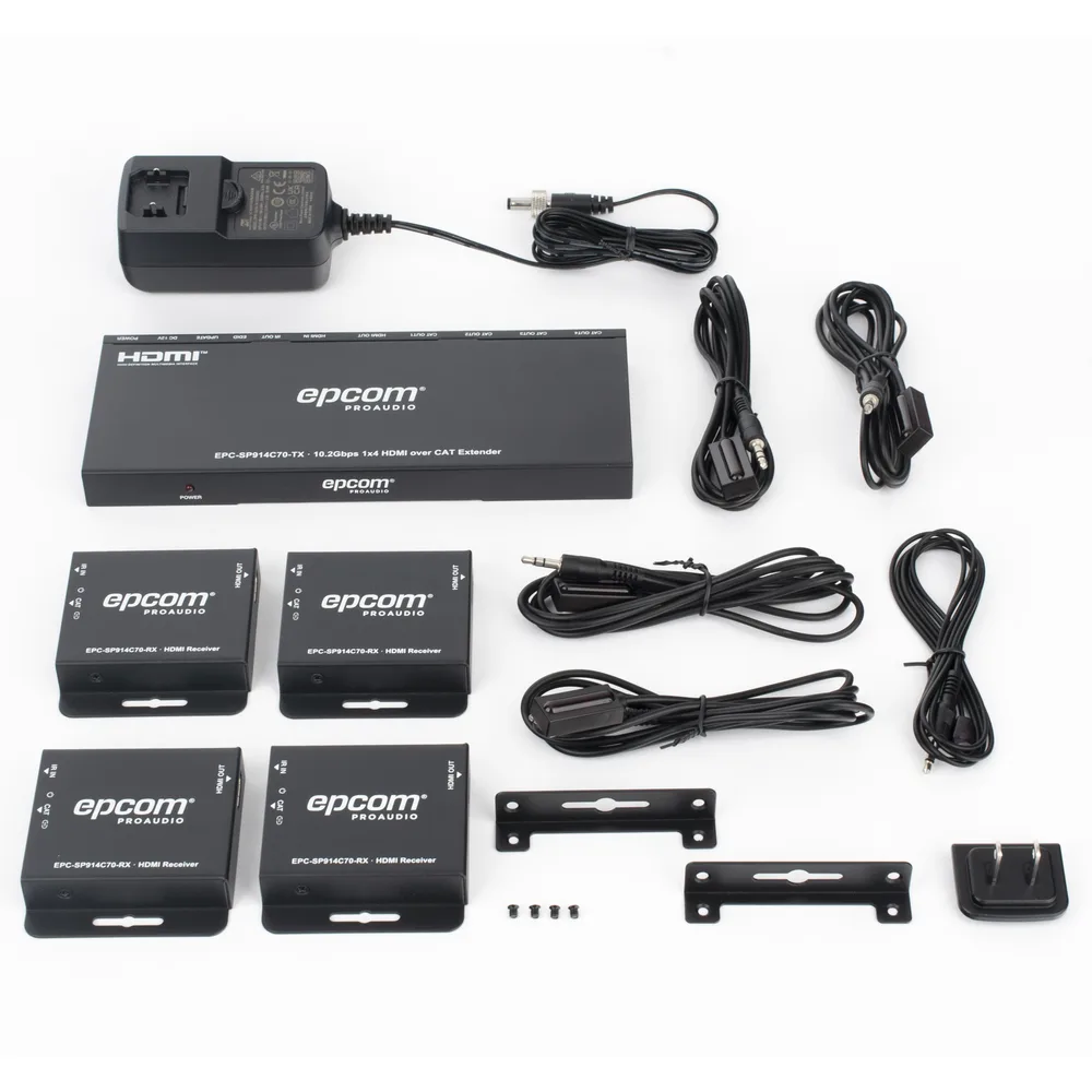 Splitter HDMI 1x4 | Extensor HDMI | 4K@30Hz 40m | 1080p@60Hz 70m | Función PoC |  4:4:4 – vista 8