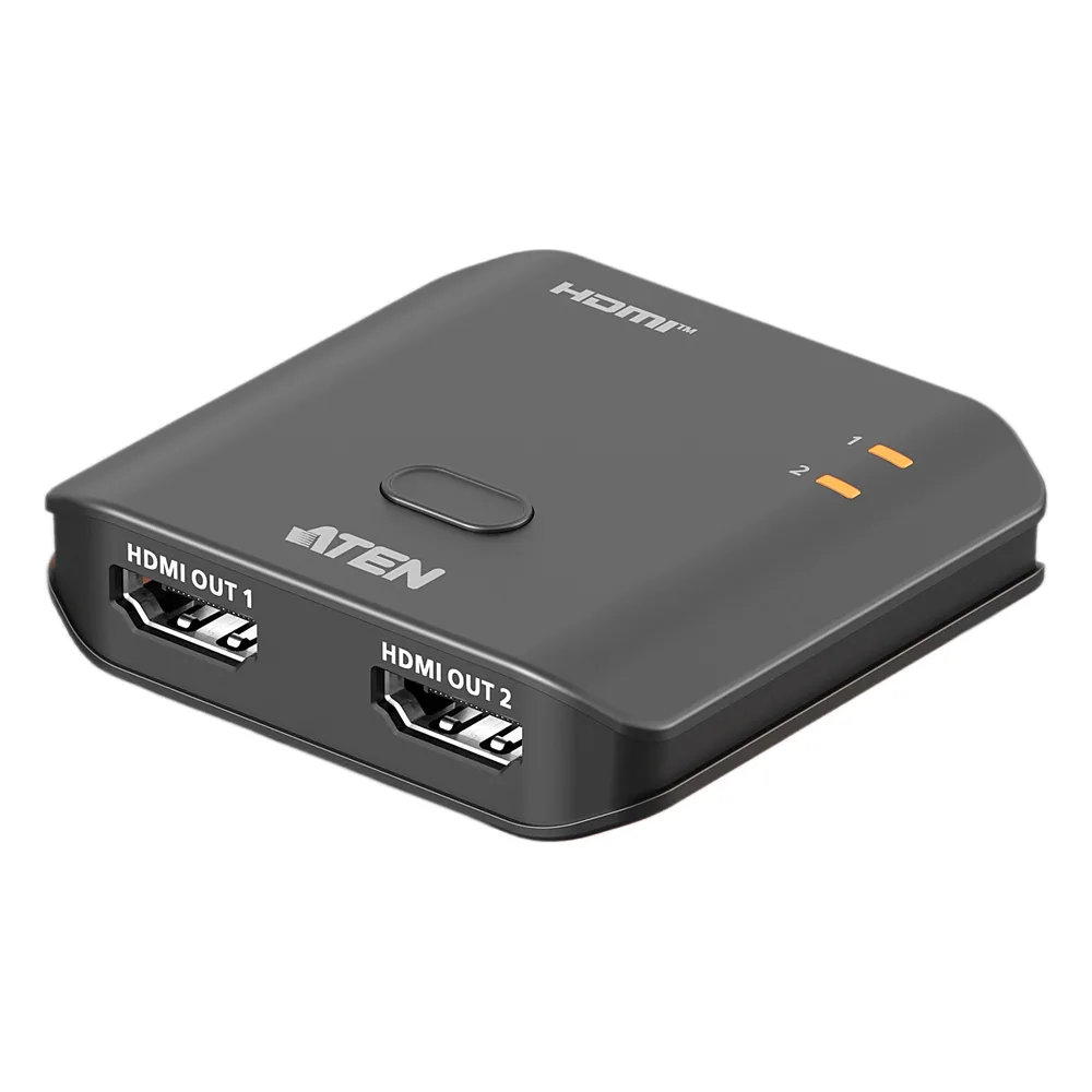 Splitter HDMI 2 Puertos True 4K Essentials | Resolución 3840x2160@60Hz | EDID Sync | HDR10+ | HDCP 2.2 | 18Gbps | LPCM 7.1 | Control por Botón | Plástico | 0.03 kg | 6.10 x 5.65 x 1.52 cm (2.4 x 2.22 x 0.6 in) – vista 4