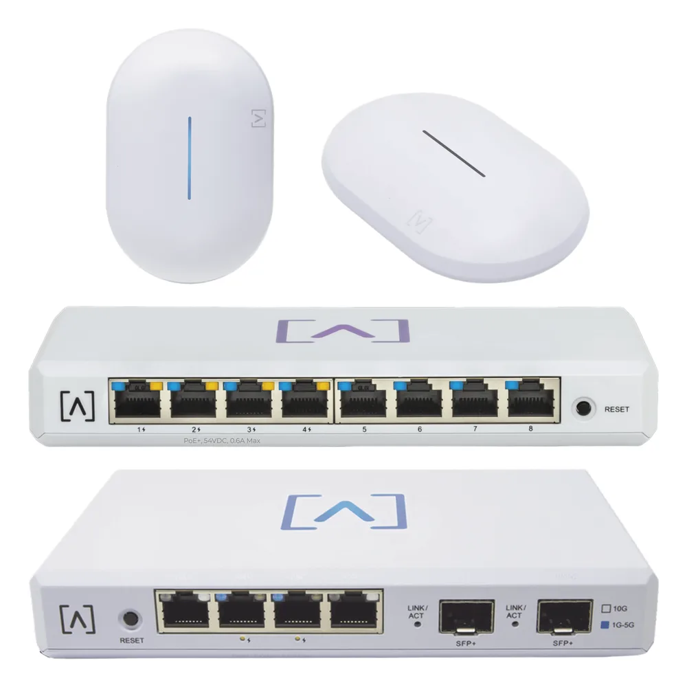 Starter KIT Alta Labs: Incluye 1 Router (Route10) / 1 Switch PoE (S8-POE) / 1 Puntos de Acceso WiFi 6 AP6 / 1 Punto de Acceso AP6-PRO / Bloqueo de Contenido / Administración en la Nube / App Gratuita / Compatible con la plataforma Purple