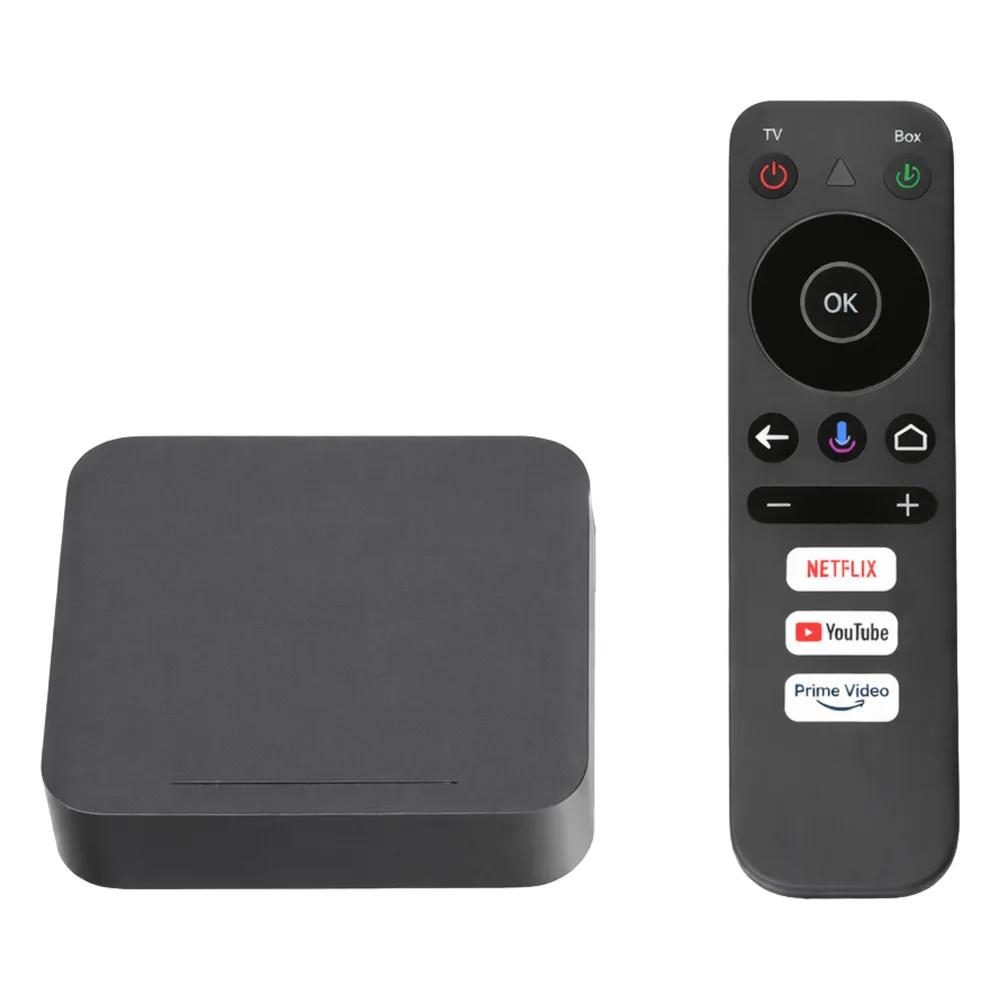 STB 4K Android con Google TV / Alto Rendimiento / Conexión Wi-Fi y por Cable / Control Remoto Bluetooth / Salida HDMI / APP Hik Connect Pre-instalada / Software de Gestion para ISPs/ Para modo desarrollador leer la nota en la descripcion