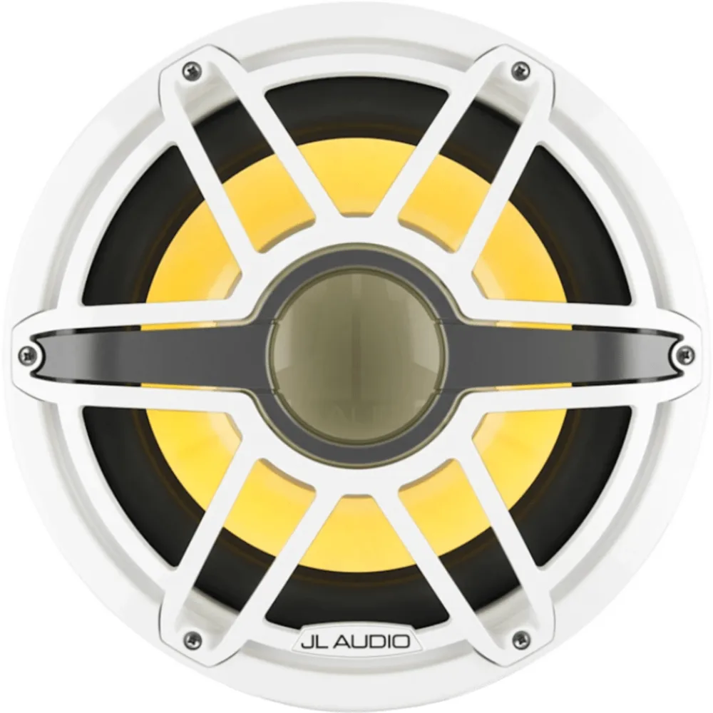 Subwoofer Náutico / 12" (304.8 mm) / LED Transflective™ / Rejilla Deportiva Blanca / Deflector Infinito / 600 W RMS / Impedancia 4 Ω / Cono de Polipropileno Relleno de Mica / Bobina de Voz 4" (102 mm)