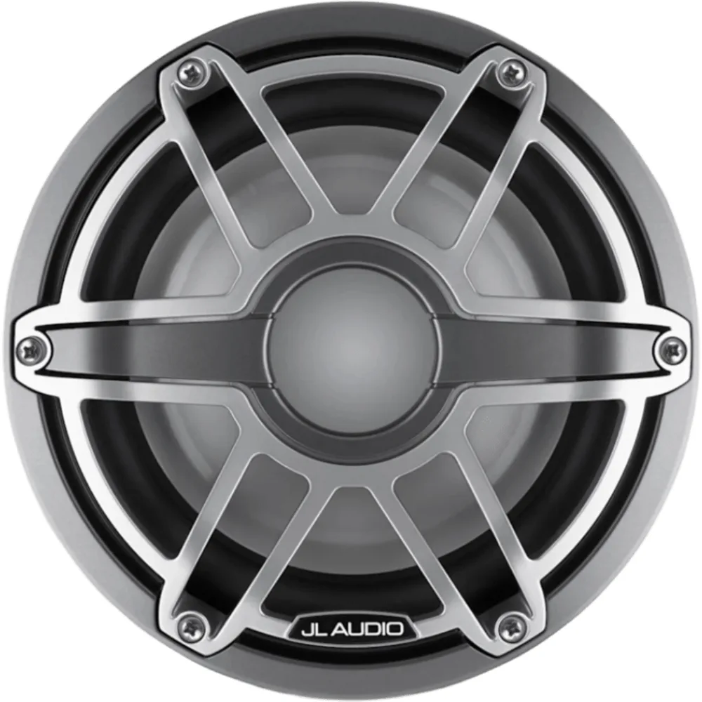 Subwoofer Náutico JL Audio M6 / 8" (20.3 cm) / Cono de Polipropileno Relleno de Mica / Impedancia 4 Ω / Potencia RMS 200 W / Sensibilidad 86.8 dB / Rejilla Deportiva de Titanio / Deflector Infinito o Caja Cerrada / Conexiones de Pala