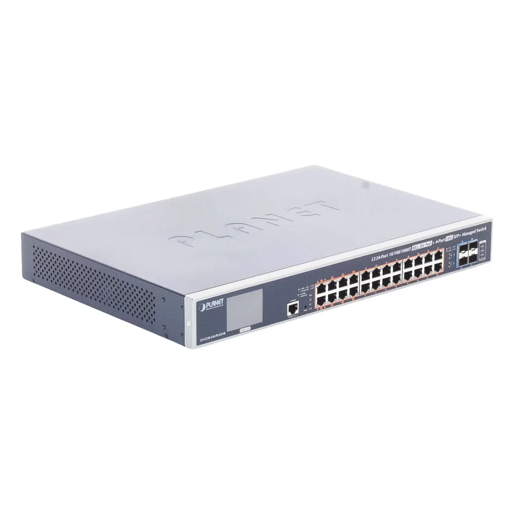 Switch Administrable Capa 3, 24 Puertos Gigabit 802.3bt, Hasta 600 W, 4 Puertos 10 G SFP+, Con Pantalla Táctil para Configuración Básica – vista 6